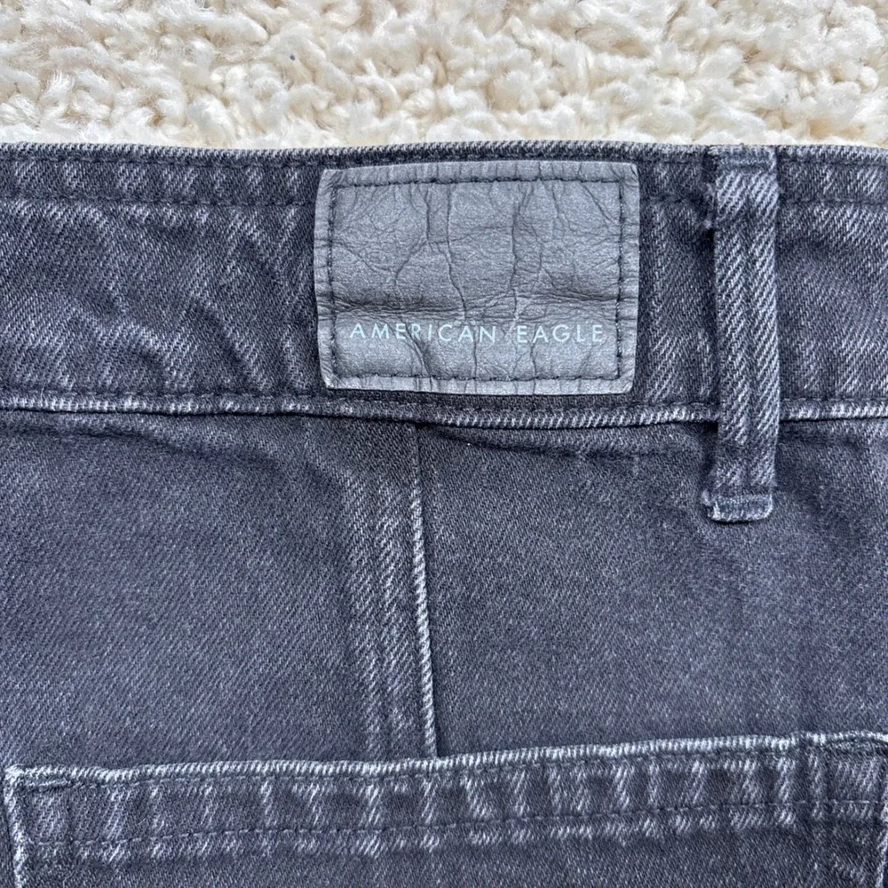 American Eagle Outfitters Black Denim Button Front Mini Skirt Women Size‎ 2